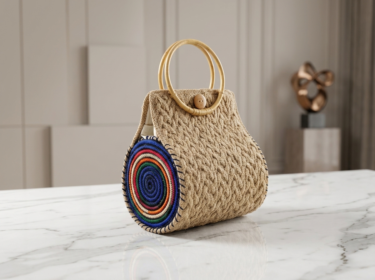 Floral Harmony Handmade Jute Handbag