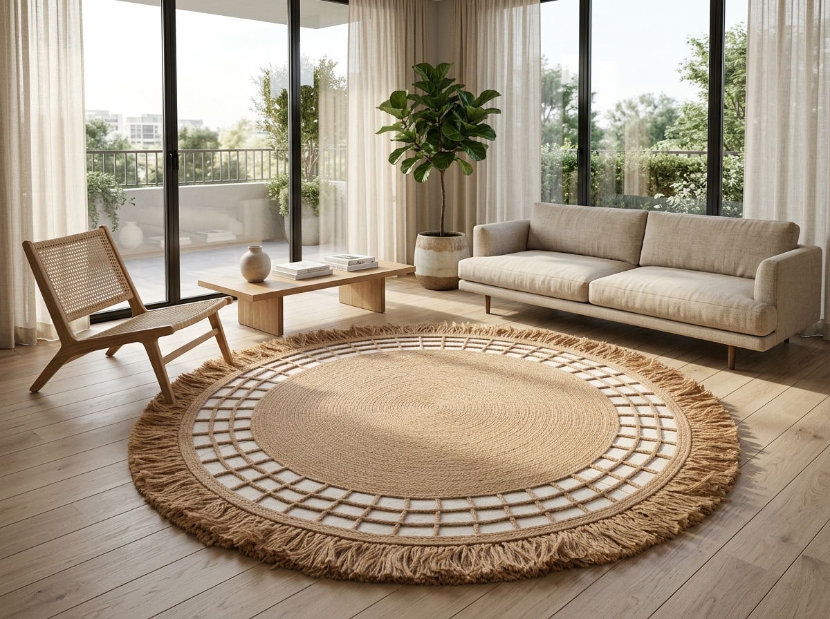 Boho Braided Mandala Circle Rug