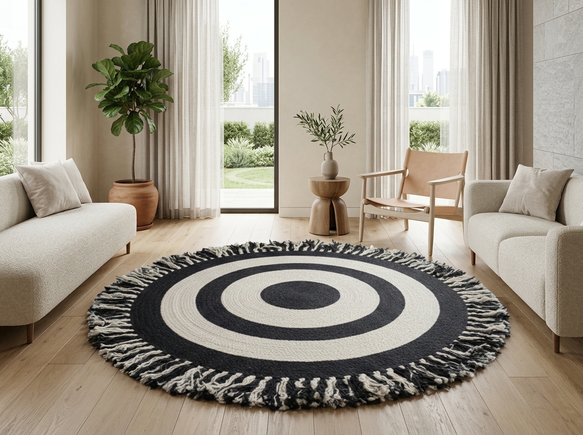 Boho Braided Mandala Circle Rug